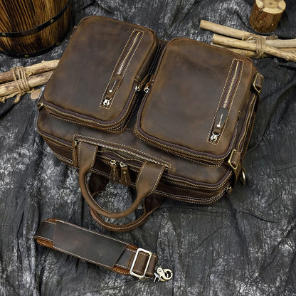 Jenya/Ujhin Crazy Horse Genuine Leather Briefcase