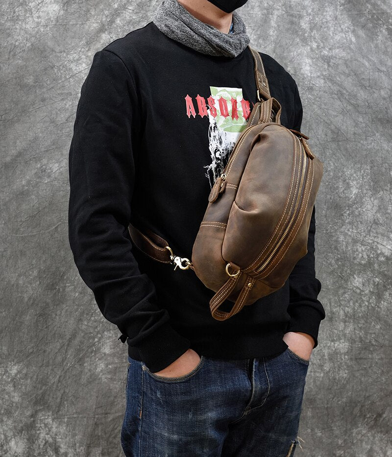 Jenya/Ujhin Crazy Horse Leather Chest Bag
