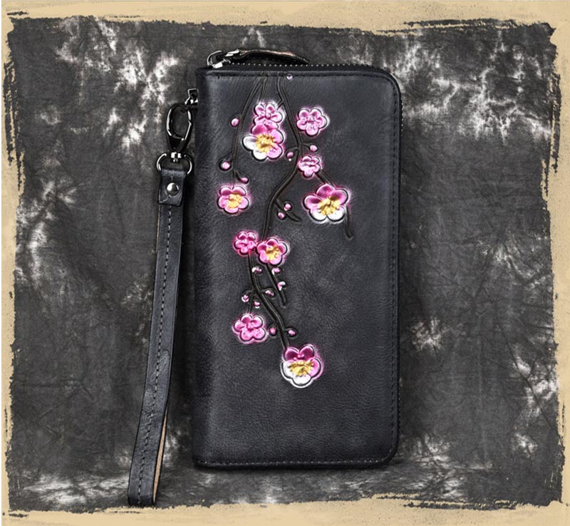 Jenya/Ujhin Leather Long Floral  Wallet