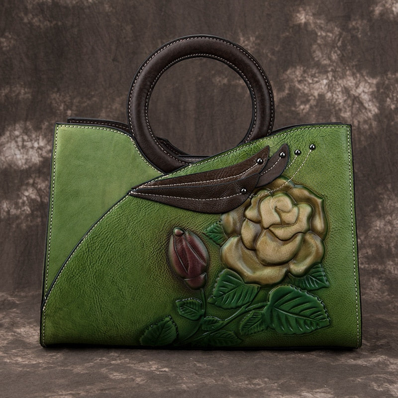 Jenya/Ujhin Fashion Vintage Embossed Leather Handbag