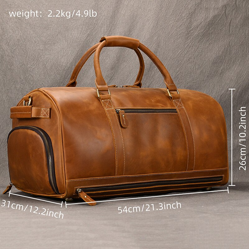 Jenya/Ujhin Crazy Horse Genuine Leather Duffel Bag