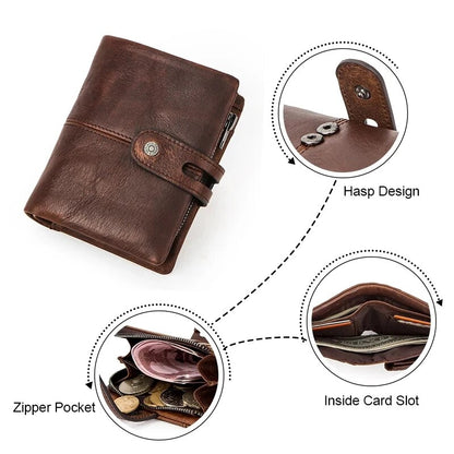 Jenya/Ujhin RFID Blocking Wallets Crazy Horse Leather Short Wallet