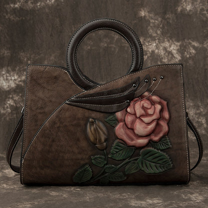 Jenya/Ujhin Fashion Vintage Embossed Leather Handbag