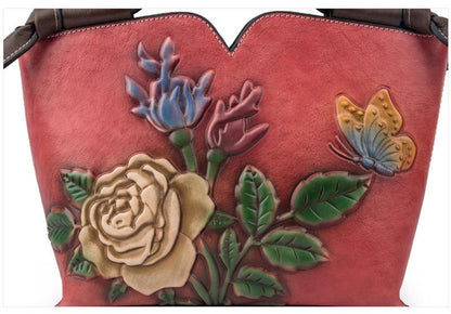 Jenya/Ujhin Retro Handmade Embossing Leather Handbag