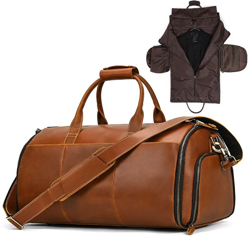 Jenya/Ujhin Crazy Horse Leather Folding Suit Duffel Bag